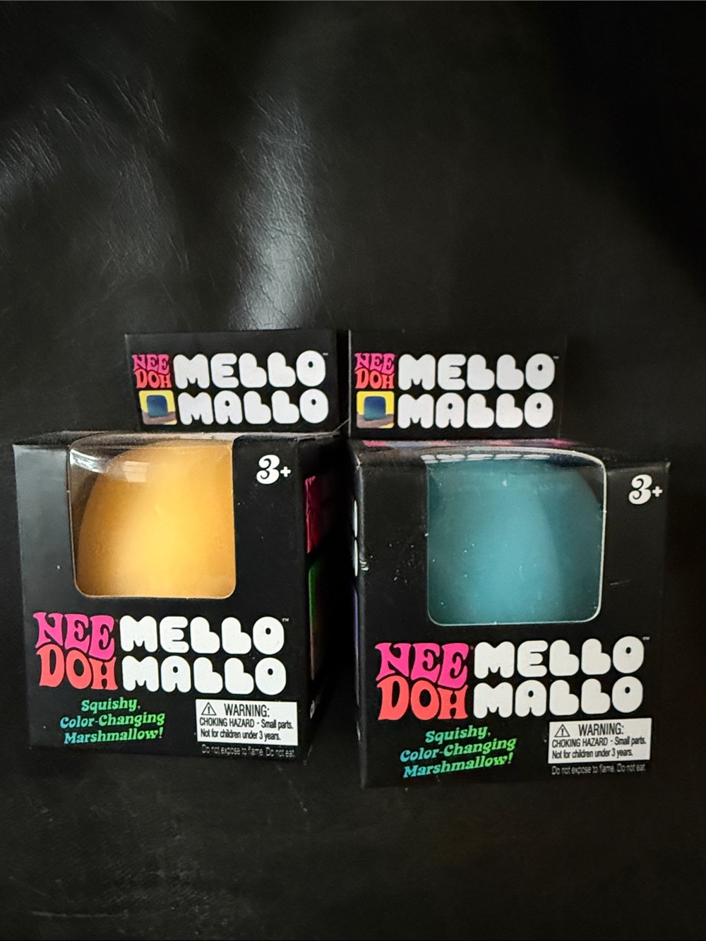New Authentic Set of 2 Needoh Mello Mallo Color Changing - Yellow and Blue